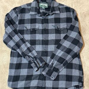 Vintage American Eagle Outfitters Men’s Black & Gray Plaid Flannel Shirt